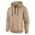 thumbnail image 5 of Dwralegc Sweatshirts for Men Fleece Long Sleeved Pullover Hoodie Casual Quarter Zipper Drawstring Hooded Sweatshirts Fall Trendy Solid Color Hoody Top with Kangaroo Pockets Khaki 2XL, 5 of 5