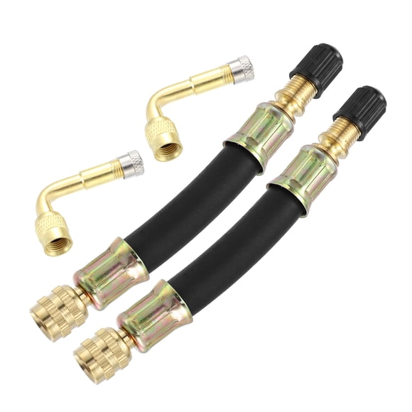 Herramienta de extensi?n de v?stago de v?lvula de neum?tico de 4 piezas 2 Tubo extensor de v?stago de v?lvula doble flexible 10 cm 3.9 "2 Adaptadores de 90 grados para autom?vil Cami?n Motocicleta Bicicleta Remolque RV Unique Bargains vástagos de válvula automotriz