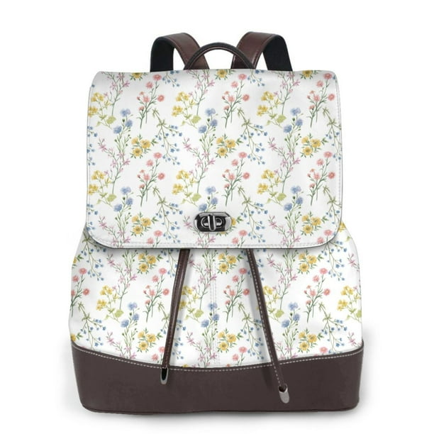 Disketp Floral Mochila de Cuero para Mujer, Bolso de Espalda Antirrobo con Estilo para Viaje, Trabajo y Uso Diario