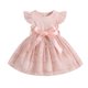 thumbnail image 2 of Vestido De Princesa De Punto Acanalado Con Mangas Volantes Y Estrellas De Lentejuelas Para NiñAs PequeñAs Con CinturóN De Lazo, 2 of 5