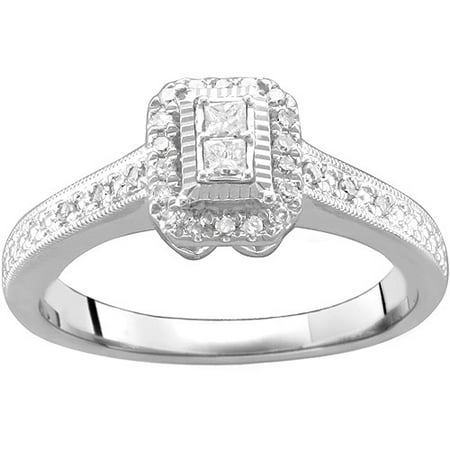 1/5 Carat T.W. Diamond Square-Shaped Promise Ring in Sterling Silver