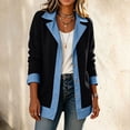thumbnail image 6 of Feancey Lightweight Blazer Jackets for Women Denim Patchwork Collared Suit Jacket Single Breasted Open Front Blazers Business Casual Office Jackets Black L, 6 of 8