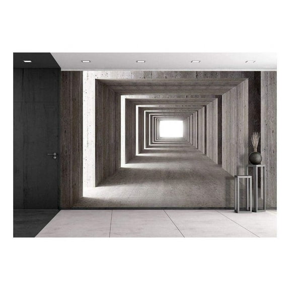 wall26 - Fine Image 3D of Concrete Tunnel and Lateral Lights, Abstract Background - Removable Wall Mural | Self-Adhesive Large Wallpaper - 100x144 inches