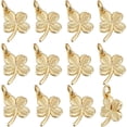 thumbnail image 1 of Caja de 40 dijes de trébol chapados en oro de 18 quilates, de metal, con forma de trébol de cuatro hojas, para hacer joyas, pendientes, pulseras y manualidades., 1 of 6