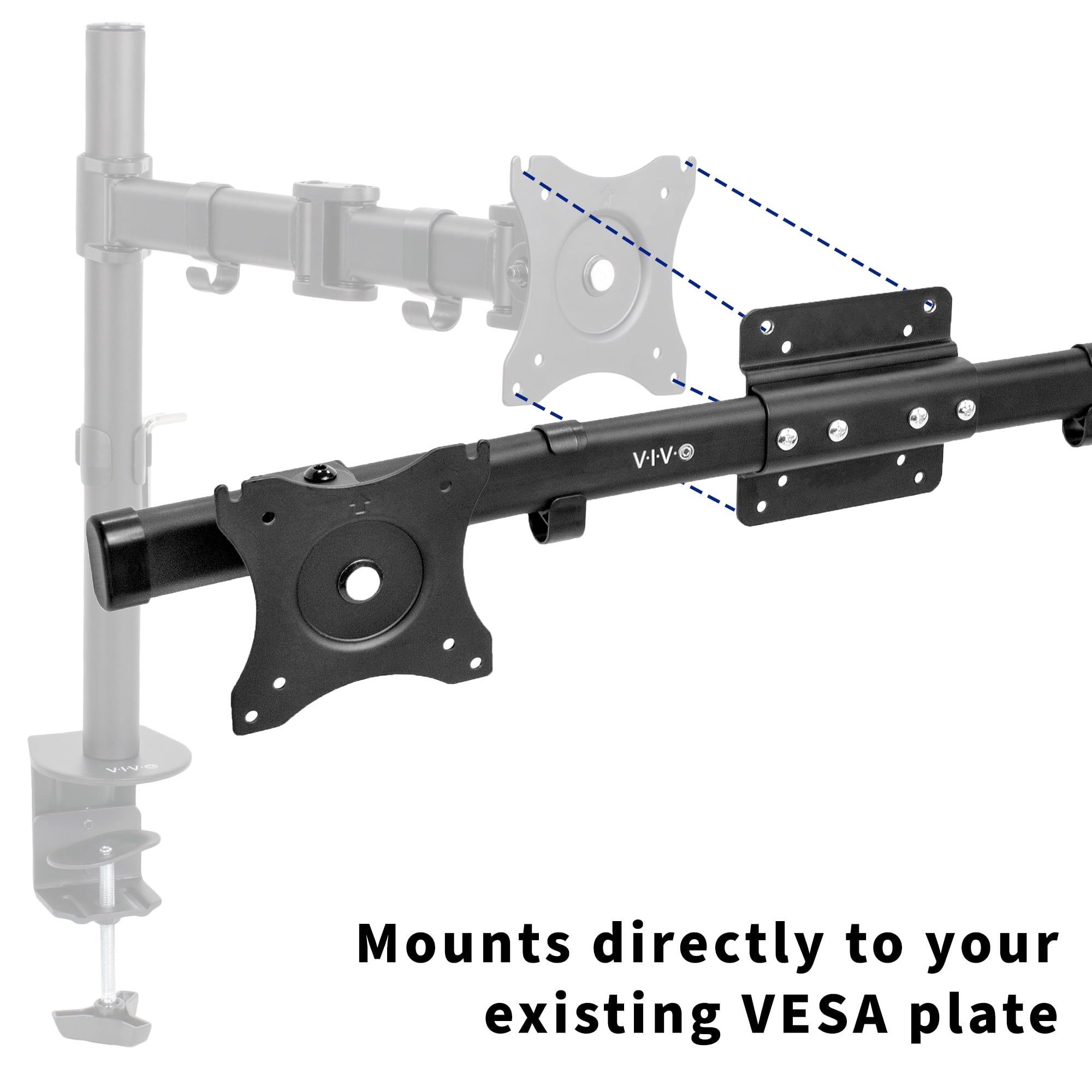 Dual VESA Bracket Adapter Horizontal Assembly Mount, 2 Monitor Screens up to 27"