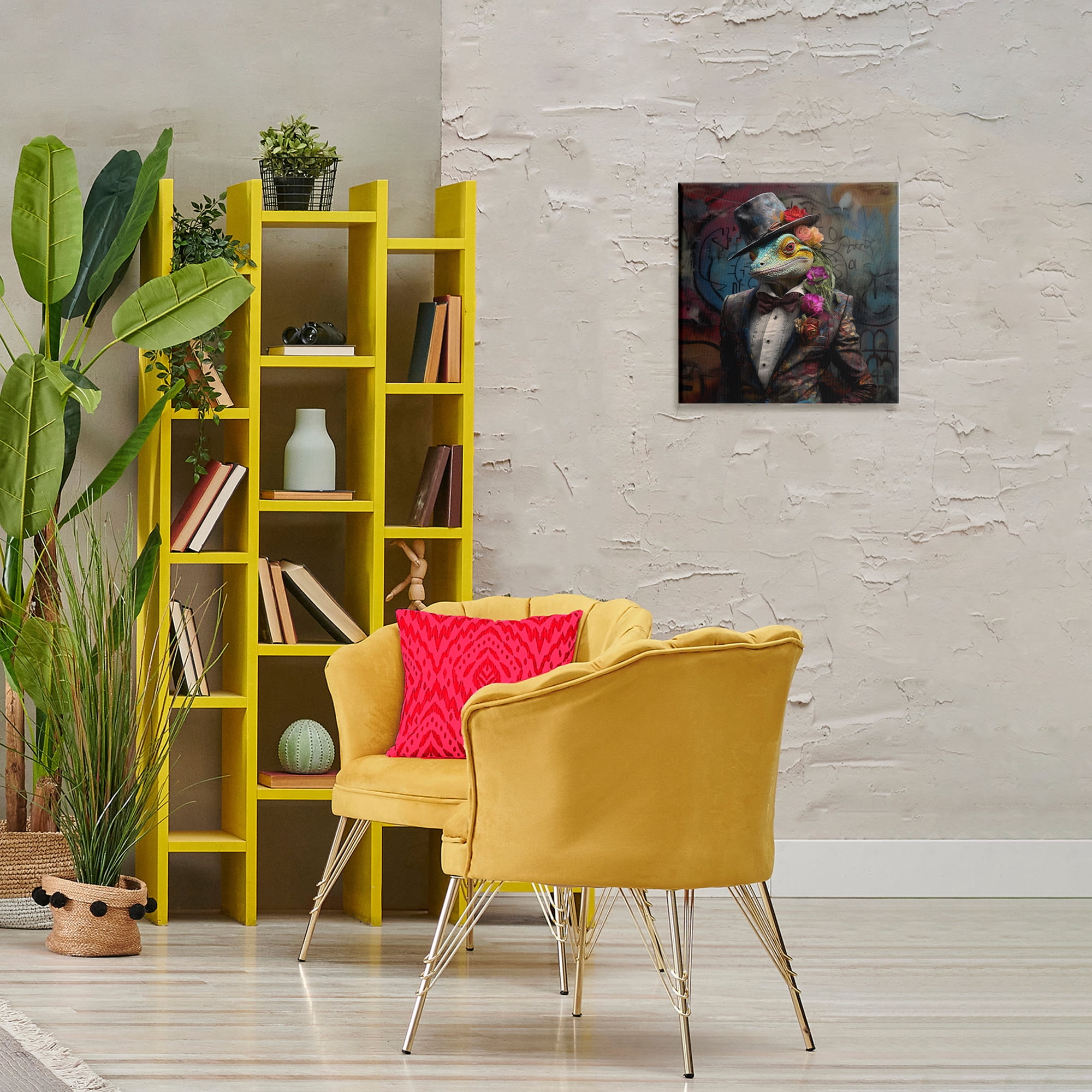 Stupell Industries Urban Graffiti Lizard Animals & Insects Painting Gallery Wrapped Canvas Art Print Wall Art, 17 x 17