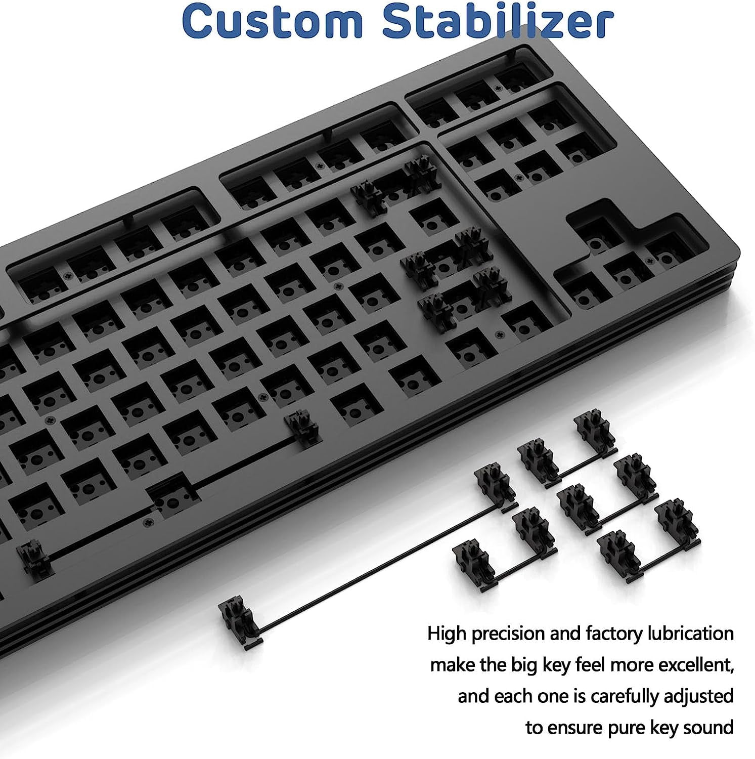 AKC087 75% Custom Keyboard Kit, 87 Keys Hot Swappable 5.0/2.4G/Wired TKL Mechanical Gaming Keyboard PCB Mounting Plate Kit, RGB Backlit Compatible with 3/5Pin Gateron/Cherry/Kailh/Otemu Switches