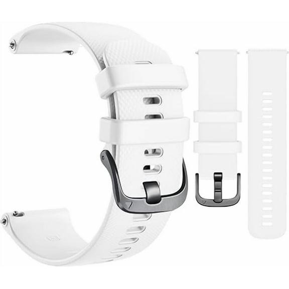 Wearable4U Silicone Wristband Strap 18mm QuickFix for Garmin Venu 2S White / Black Buckle