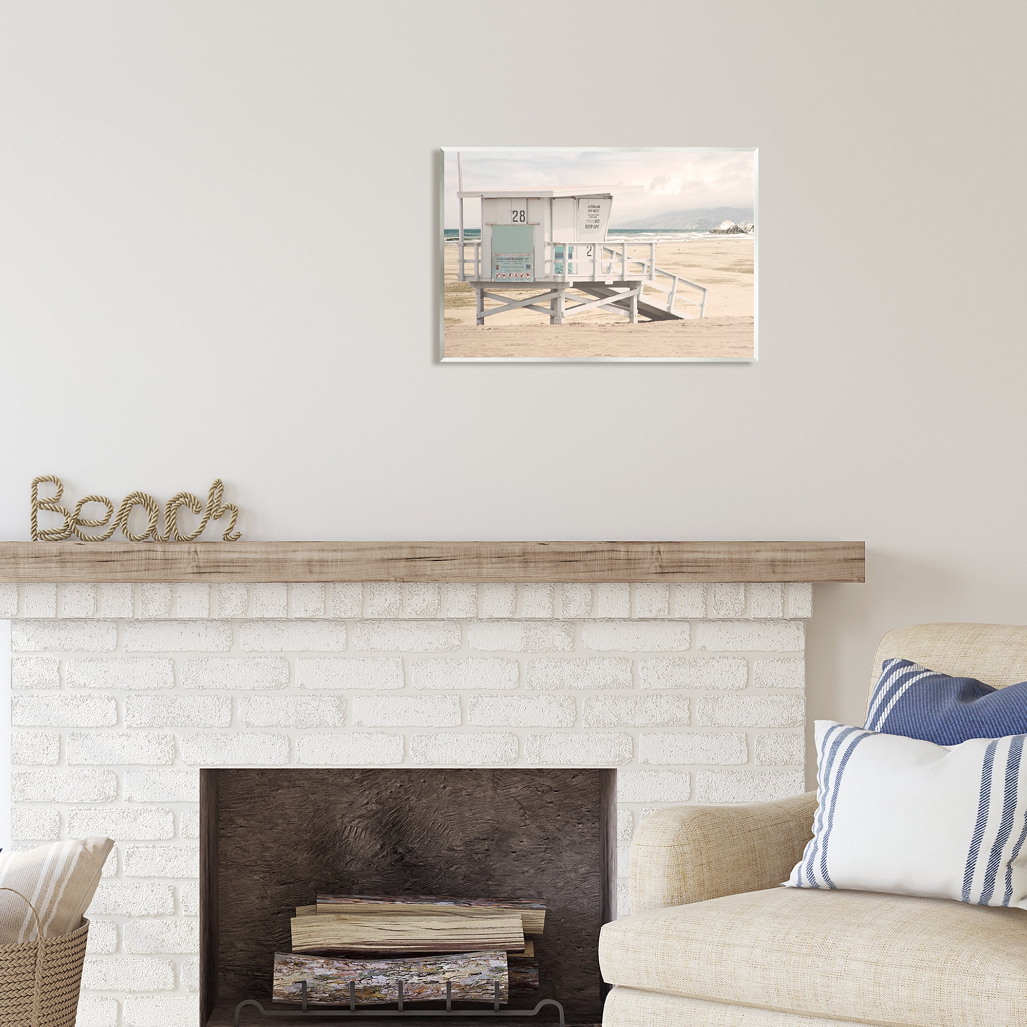 Stupell Industries Lifeguard Hut on Beach Landscape Photography Unframed Art Print Wall Art, 19 x 13