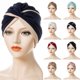 thumbnail image 5 of Turbante musulmán para mujer con antebrazo plisado cruzado y costura bicolor de India retorcida, 5 of 6