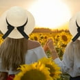 thumbnail image 4 of 54-58 cm sombrero circunferencia sombrero femenino verano al aire libre playa grandes aleros protector solar sombrilla sombrero de paja pajarita plegable, 4 of 5