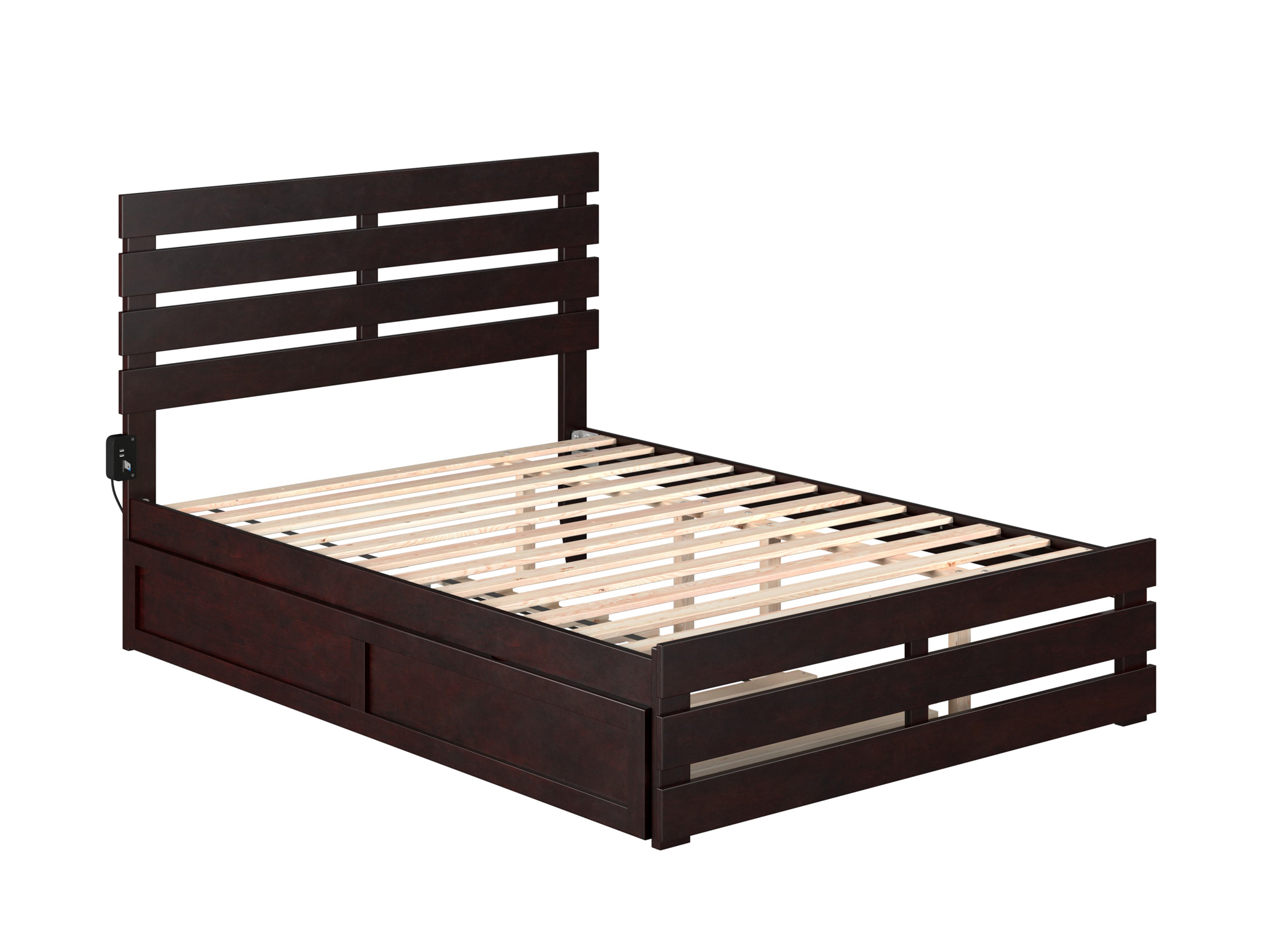AFI Oxford Full Wood Platform Bed with Headboard, Footboard & Twin Trundle, Espresso