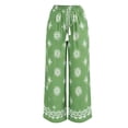 thumbnail image 4 of Cutuoiiu Women's Bohemian Print Wide Leg Pants Drawstring Elastic Waist with Pockets Flowy Casual Trousers for Beach Resort Gifts, 4 of 6