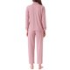 thumbnail image 3 of Conjunto de lounge para mujeres INSPIRE CHIC de algodón, con botones, manga larga, pantalones, patrón acanalado y bolsillo, pijama, ropa de estar en casa, 2XL, rosa, 3 of 6