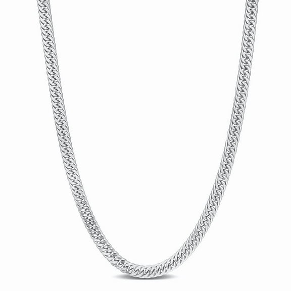 AMOUR Double Curb Link Chain Necklace In Sterling Silver, 18 In