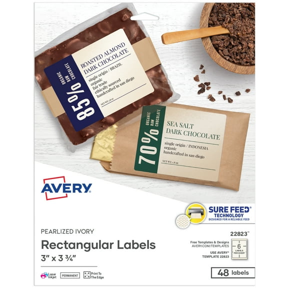 Avery Rectangle Labels, 3" x 3.75", Pearlized Ivory, 48ct (22823)