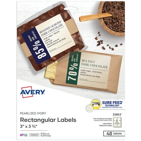 Avery Rectangle Labels, 3" x 3.75", Pearlized Ivory, 48ct (22823)