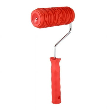 6 Inch Painting Roller with Handle Rubber Wood Pattern Graining Knurling Tool for Red
