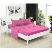 Full XL 100% Cotton Jersey Knit Pink Sheet Set - Extra-Soft, Breathable & Hypoallergenic - 15" Deep Pockets, 54" x 80" - Ideal for Extra Long Full Beds - 4PC Full XL Sheets (Full XL, Pink)