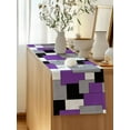 thumbnail image 5 of Table Runner 108 Inches Long for Kitchen Dining, Purple Grey Black Geometric Dresser Scarf Farmhouse, Dining Table Decorations for Wedding/Parties, Middle Century Art Abstract Aesthetics 13 x 108 In, 5 of 9