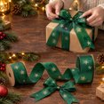thumbnail image 6 of QISIWOLE Christmas Ribbon, 30 FT x 0.98 In Polyester Roll with Tree Print, for Gift Wrapping, Wreath Bows, Holiday Garland and Party Decorating, Green Star Ribbon, 6 of 8