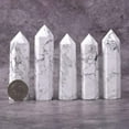 thumbnail image 2 of Angelstones Natural White Howlite Gemstone Healing Crystal Hexagonal Pointed Reiki Chakra Faceted Prism Wand Carved Stone Figurine Home Decor, 2 of 3