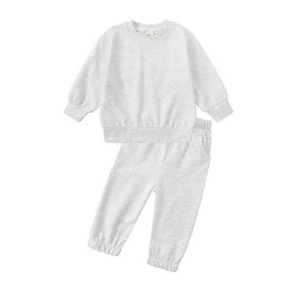 Godderr 12M-13Y Kids Toddler Baby 2Pcs Pullover Sweatshirt Outfits for Boys Girls Solid Color Cotton Tracksuits Outfits Jackets Spring Autumn