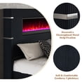 thumbnail image 4 of Merluxy Modern Queen Size Bed Frame with Fireplace and Tall Headboard, Corduroy Upholstered Wingback Platform, Black, 4 of 9