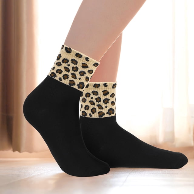 Nestingho 6Pares Calcetines Animal Print Mujer Estilo Cheetah Cómodos Y Elásticos Para Uso Diario