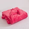 Mainstays Oversized Plush Throw with Poms, Bewitching Coral, 50"x70