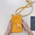 thumbnail image 3 of Women's Crossbody Wallet Purse Leather Small Sling Bag with Adjustable Strap, Embroidered Design, Multi Zipper Compartments, Mobile Phone Holder, Card Slots, 7.68x4.33x1.97 in, Travel Everyday, 3 of 6
