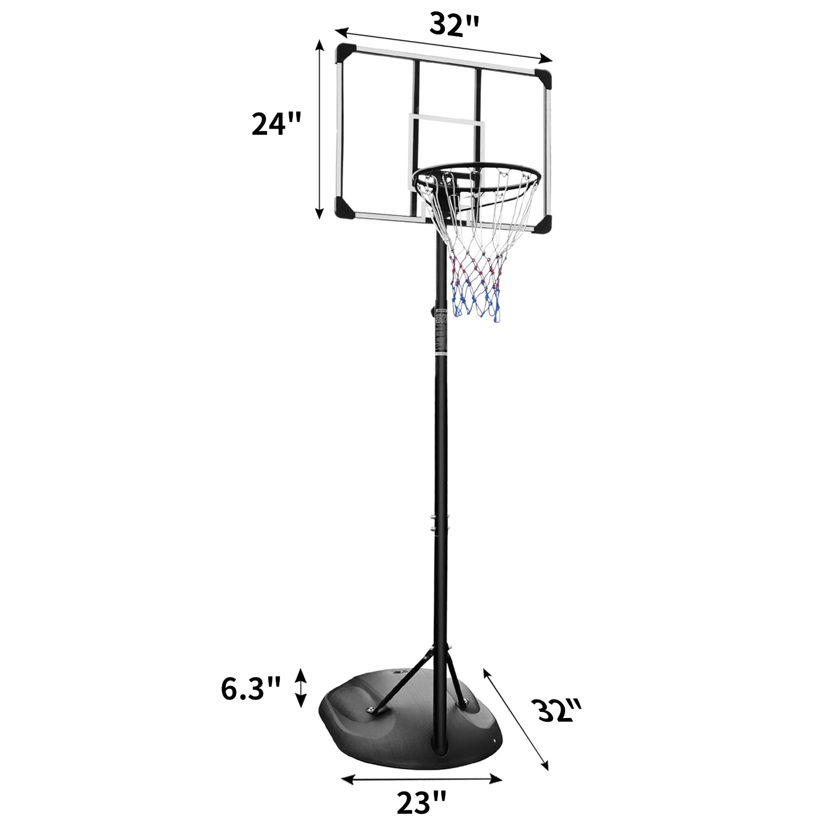 Alvantor Portable Basketball System Height Adjustable 7.5ft - 9.2ft with Wheels for Outdoor/Indoor White