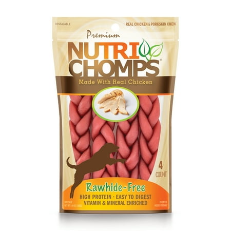UPC: 0015958988133 | NutriChomps Dog Chews 6-inch Braids Easy to Digest Rawhide-Free Dog Treats Healthy 4 Count Real Chicken flavor