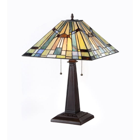 Chloe Lighting Kinsey Tiffany-Style 2-Light Mission Table Lamp with 16" Shade