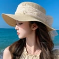 thumbnail image 2 of SikaFu Summer New Straw Hat Female Fashion Temperament High -Level Sense Pearl Ribbon Sun Hat Flat Top Lace Sun Hat Spot, 2 of 8