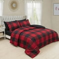 thumbnail image 1 of Marina Decoration Ultra Soft Luxury Fluffy Goose Down Alternative Bed in a Bag Rich Printed Comforter Set Includes Sheet Set, Red Black Plaid Pattern, 1 of 4