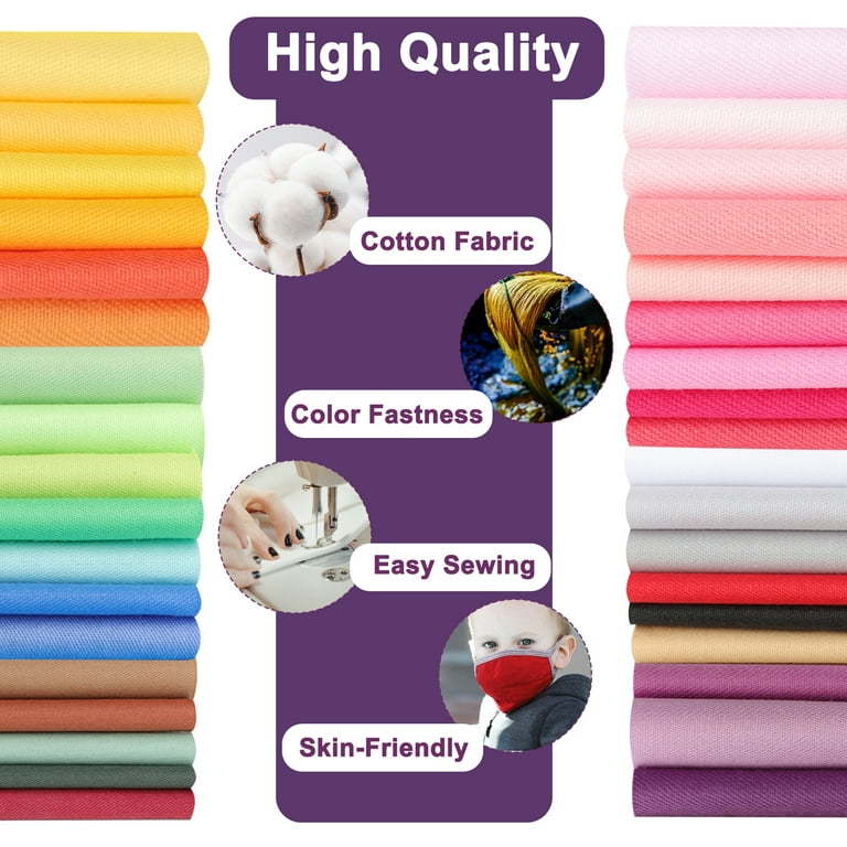 8 X 8 50 PCS 100% Cotton Fabric Bundles for Quilting Sewing DIY Beginners