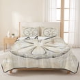 thumbnail image 3 of Twin XL Quilt Set 68''x98'', Sand Dollar Coastal Lightweight Summer Bedspread Coverlet Set with 2 Pillow Shams, Summer Beach Beige Sea Breathable All Season Quilt Bedding for Dorm/Guest Room, 3 of 9