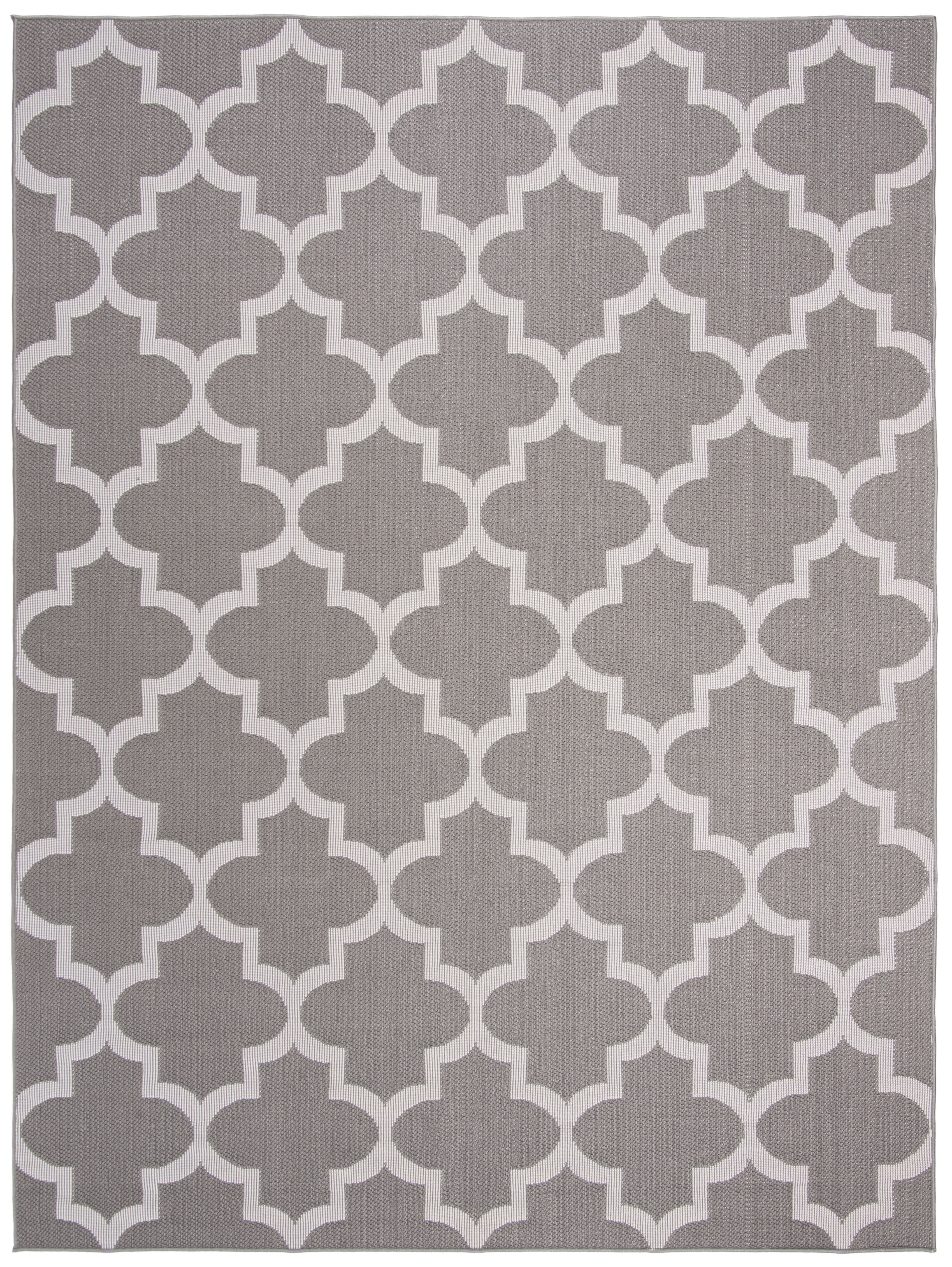SAFAVIEH Machine Washable Rug Indoor/Outdoor Bermuda Collection - Bermuda Abraham Geometric Quatrefoil Indoor/Outdoor Area Rug Grey/Ivory, 9' x 12'