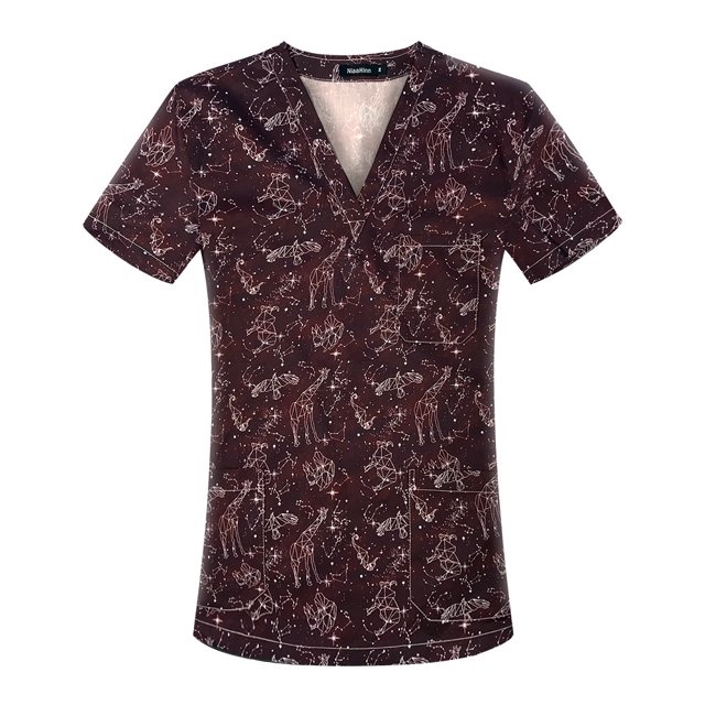 Ropa de lavado con estampado de dibujos animados, ropa de mano con cepillo, ropa de enfermera, camiseta de manga corta con cuello en V para mujer, ropa quirúrgica, ropa de trabajo para hombres