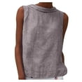 thumbnail image 2 of Plus Size Tank Tops for Women Sleeveless Cotton Linen Round Neck Summer Casual Tank Loose Fit Shirts Gray XXL, 2 of 6