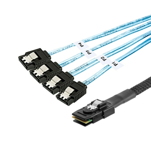 Mini SAS SFF-8087 to 4 SATA Hard Disk Cable Server Data Cable with 12Gbps Transmission Rate 22.5Gbit/s Bandwidth 0.5M