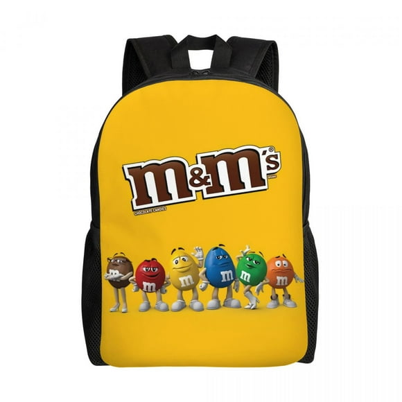 M&M's Chocolate Beans Backpacks for Men Women School Student Bookbag Fits Laptop Cartoon Candy Chocolate Bags
