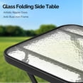thumbnail image 4 of Ktaxon 18in Outdoor Metal Folding Glass Table, Square Side End with Tempered Glass Top for Porch Yard, Balcony, Garden, Black, 4 of 8