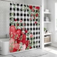 thumbnail image 5 of Love Heart Valentines Day Shower Curtain Set - Standard 72" x 72" Washable Bathtub Curtain with 12 Hooks, Botanical Eucalyptus Red Black Plaid Waterproof Fabric Shower Curtains for Bathroom/Bathtub, 5 of 6