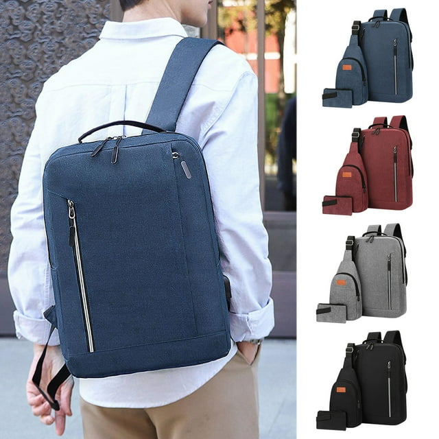 TopLLC Closet Organizers and Storage, Kitchen Organization New Three Piece Backpack USB Charging Business Computer Bag Men's Multi Functional Student Large Capacity Book Bag a knapsack