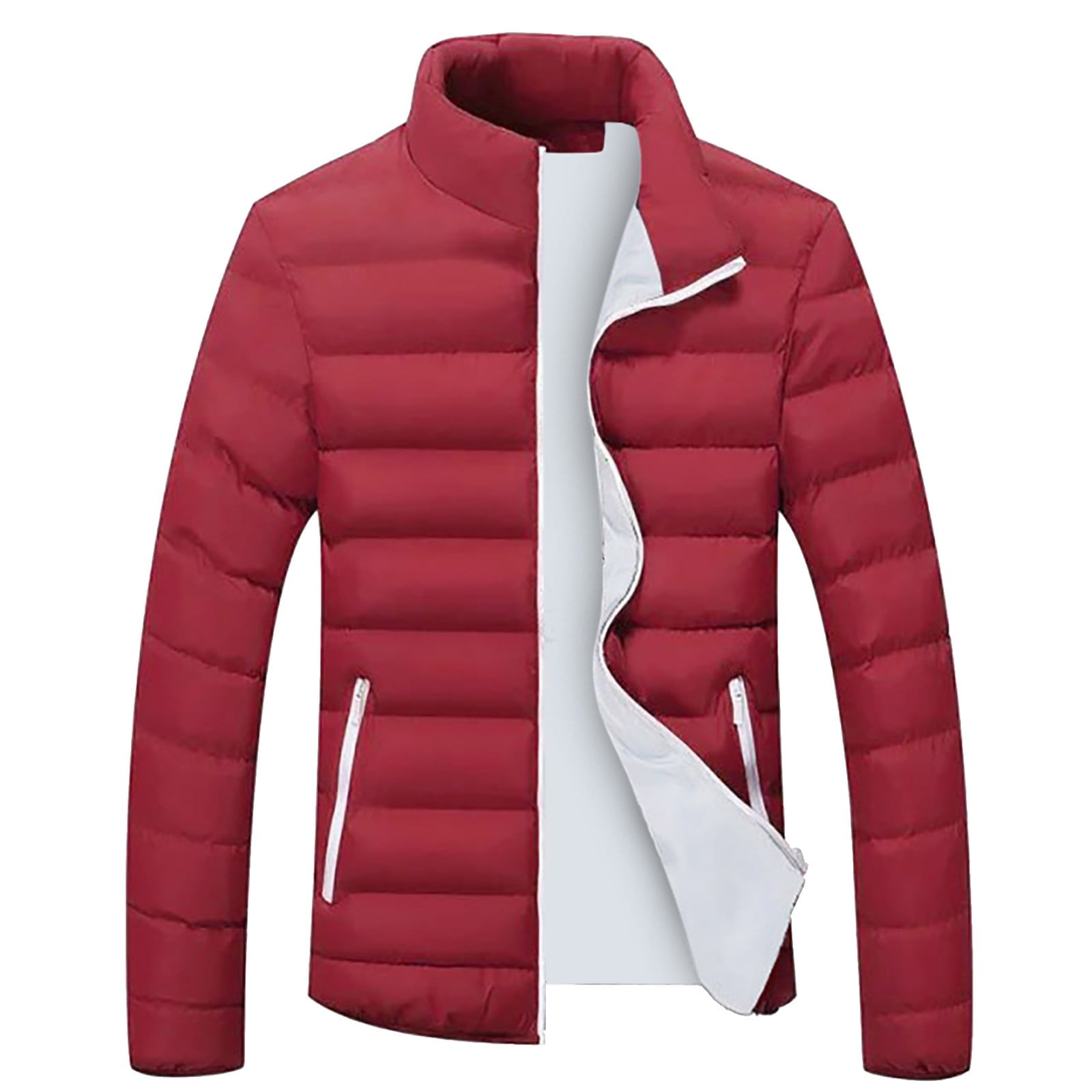 Jackets for Men Casual Mens Jacket Men Winter Warm Slim Fit Thick Bubble Coat Casual Jacket Outerwear Top Mens Coats Puffy Winter Jackets for Men Winter Jackets for Men Red Xxxxxxl -
