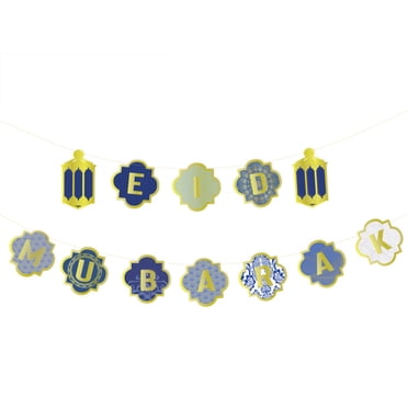 Bannière Lettres Eid Mubarak Guirlande Signe Eid Mubarak Accessoires de Fête