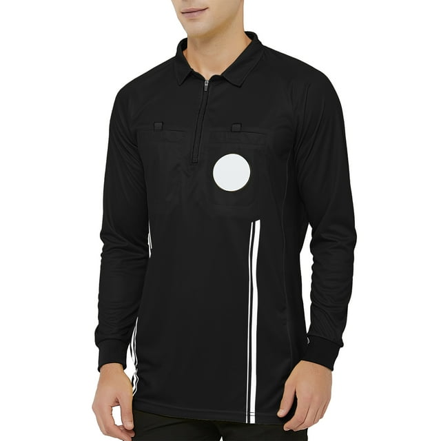 TOPTIE Chandail d'Arbitre Officiel de Soccer pour Homme à Manches Longues USSF Pro Uniforme-Noir-3TG