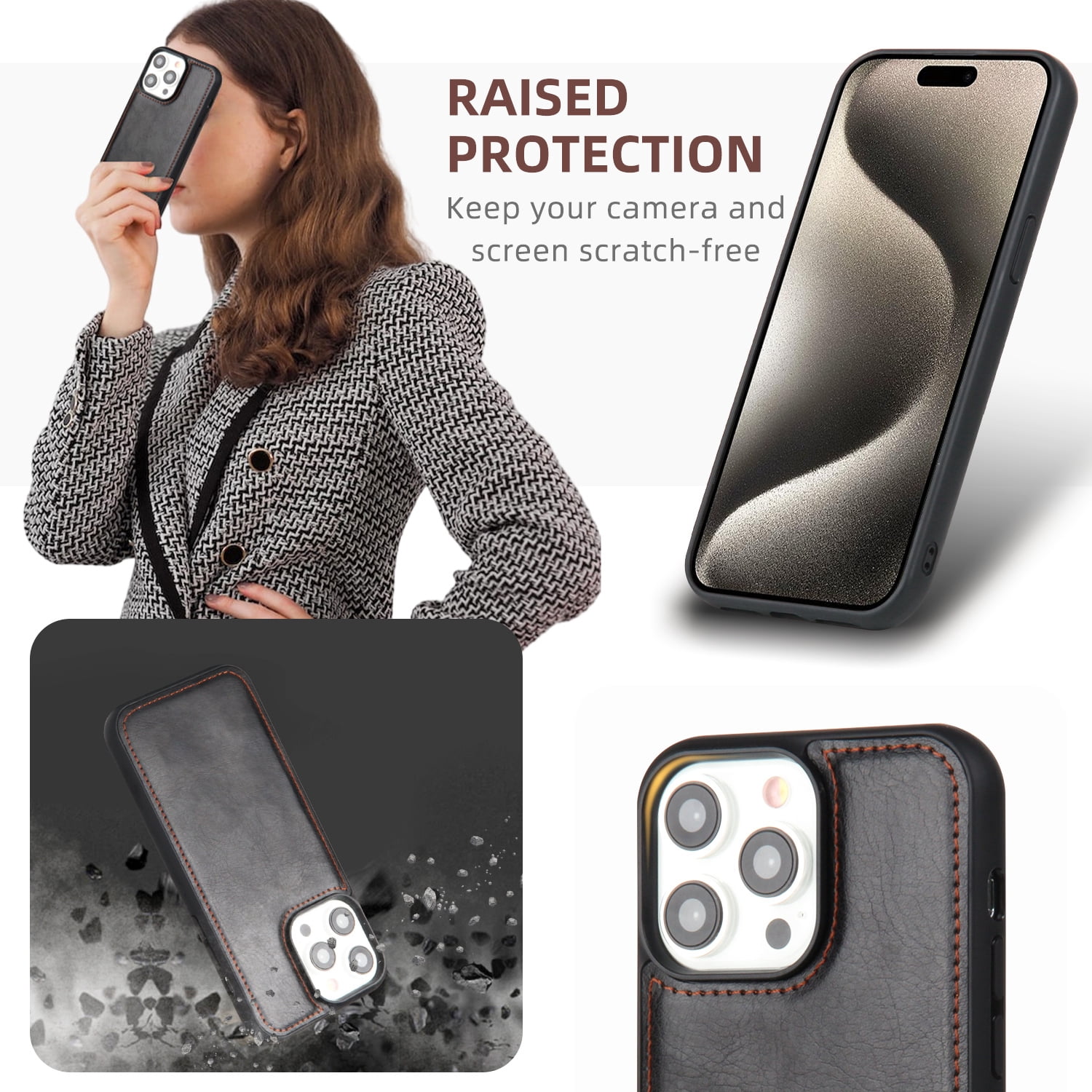 2 In 1 Wallet Phone Case for Apple iPhone 13 Pro Max, Detachable Magnetic Back Cover with Cards Holder Zipper Pocket Hand Wrist RFID Blocking Snap Closure Shockproof Case for iPhone 13 Pro Max, Black